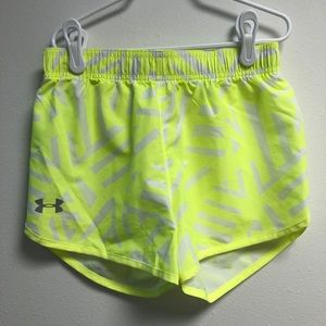 yellow and white neon shorts
